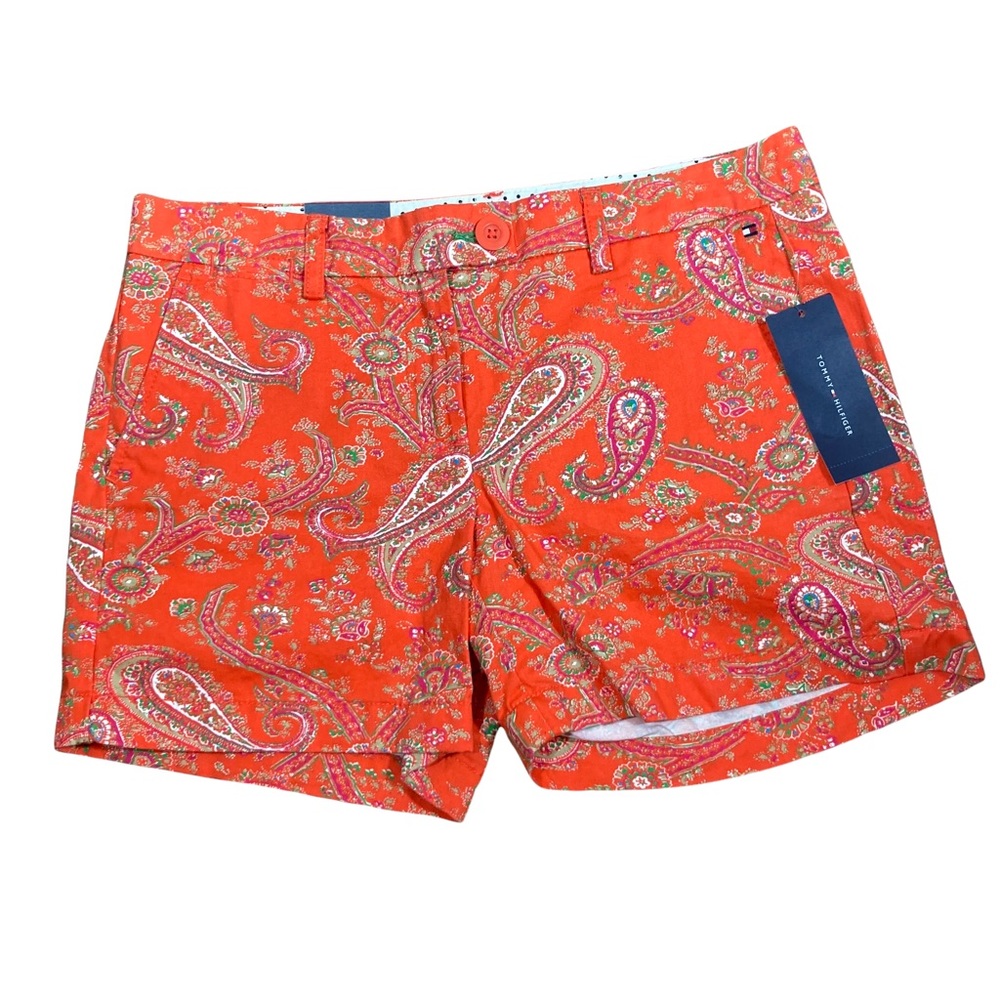 Tommy Hilfiger orange paisley shorts, size 6 NWT